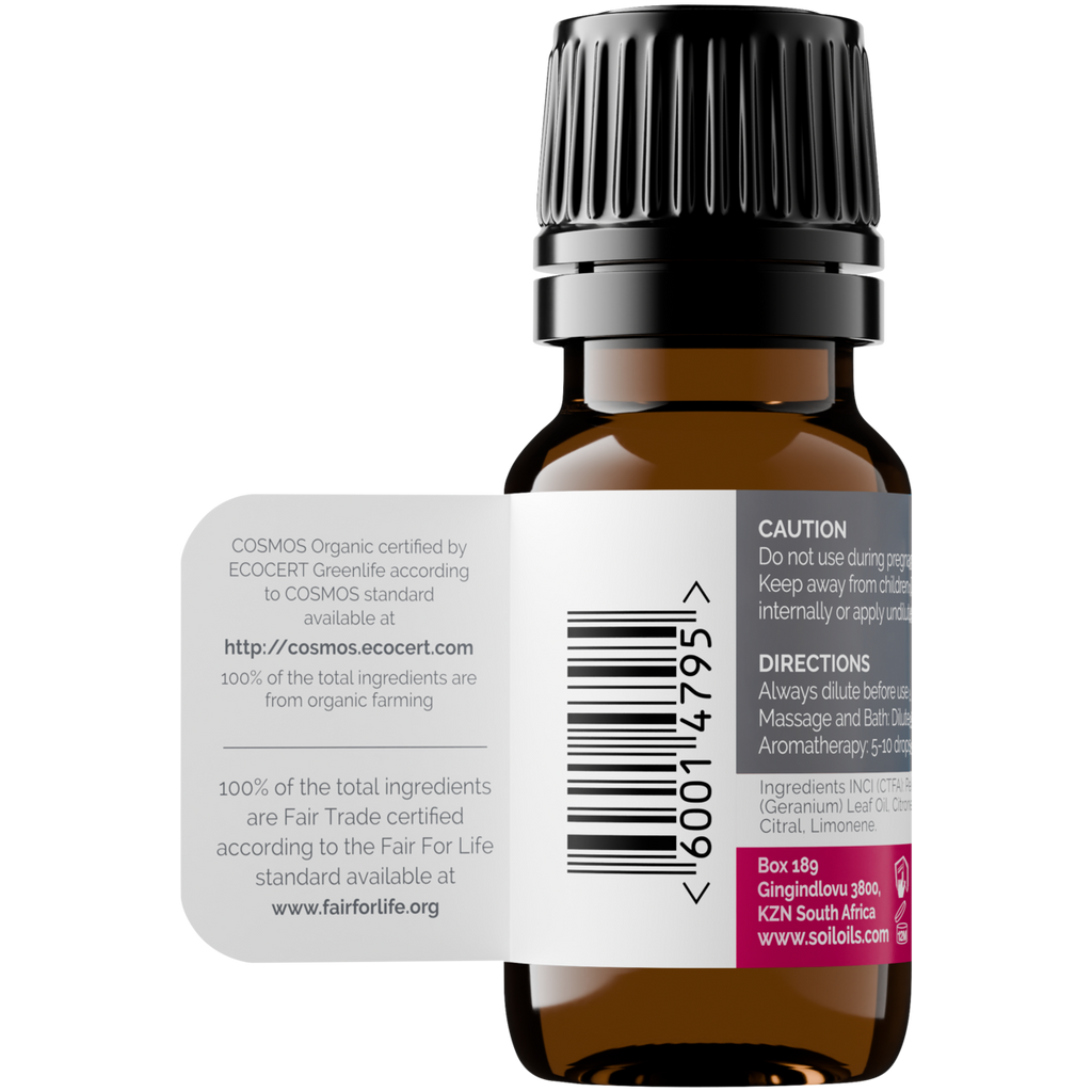 Organic Rose Geranium Essential Oil (Pelargoneum Graveolens) 10ml